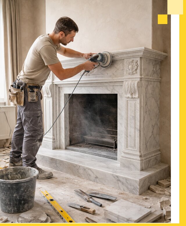 Изготовление и установка мраморных каминов в Ревде под ключ