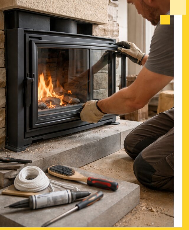 Производство, монтаж и доставка каминов со стеклом в Ревде