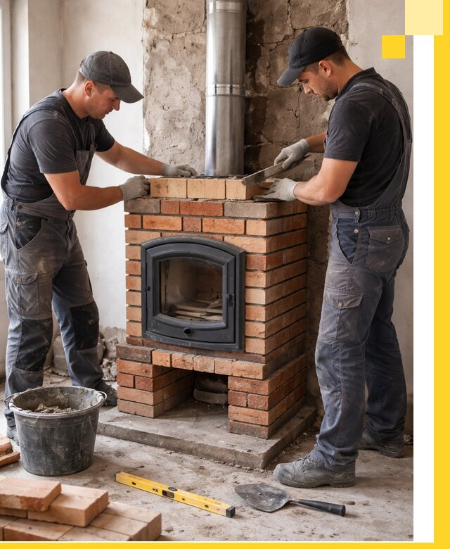 Монтаж печи камина под ключ в Ревде с гарантией и пусконаладкой