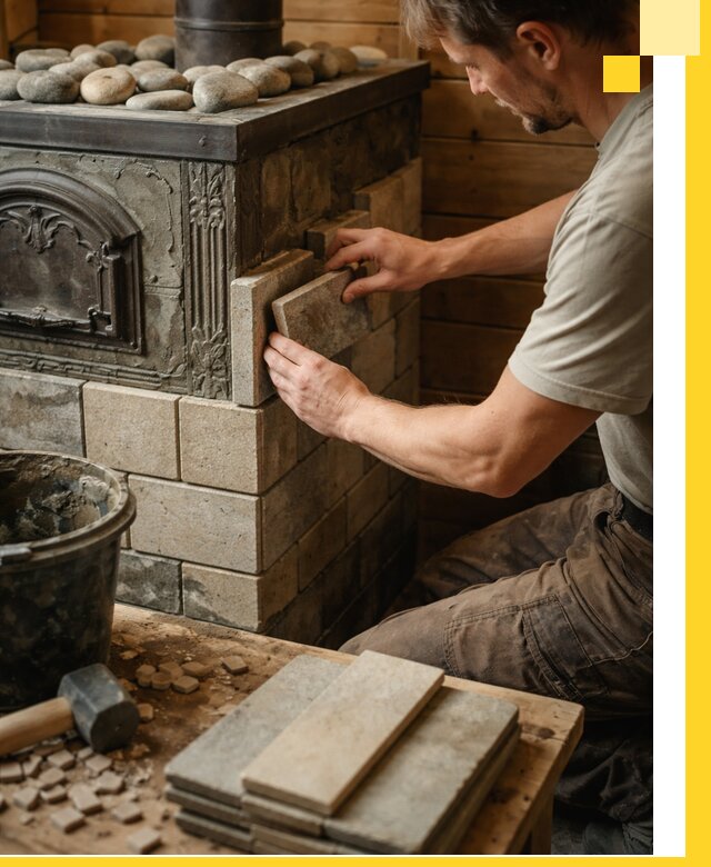 Облицовка банных печей в Ревде профессиональная отделка