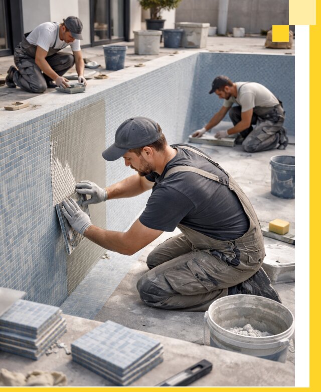 Облицовка бассейнов в Ревде плитка мозаика гидроизоляция