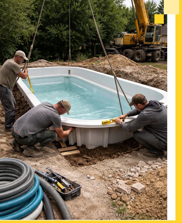 Установка и монтаж композитных бассейнов под ключ в Ревде