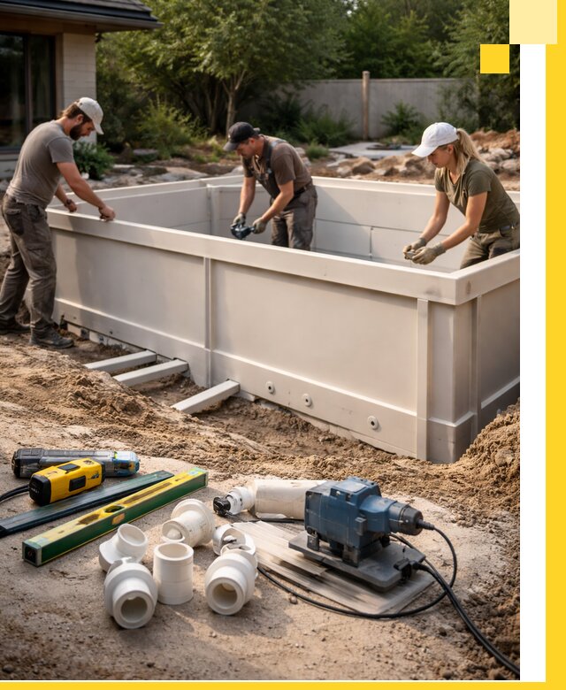 Установка полипропиленовых бассейнов под ключ в Ревде