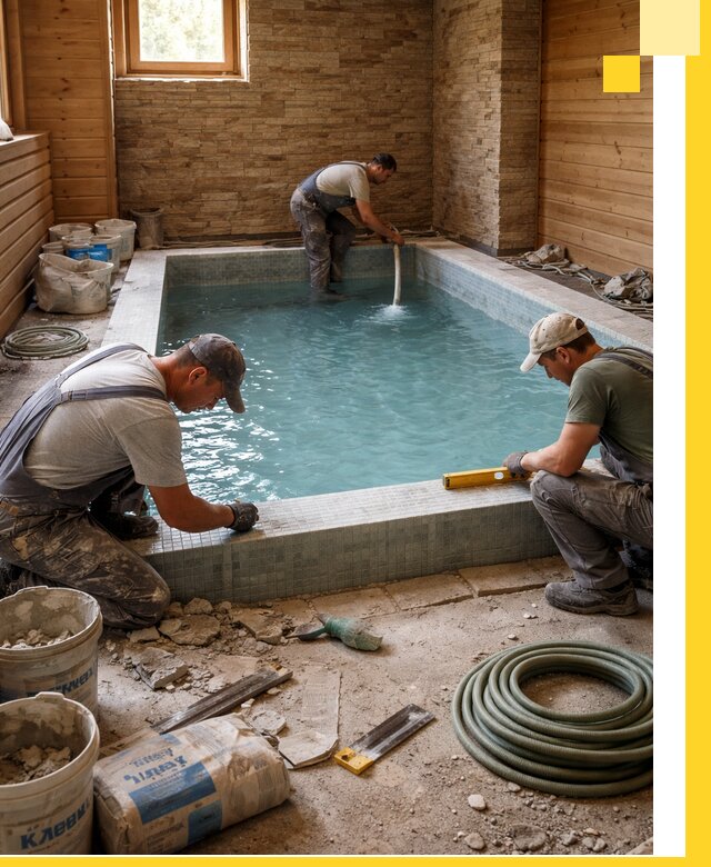 Проектирование и строительство бассейнов для бани в Ревде