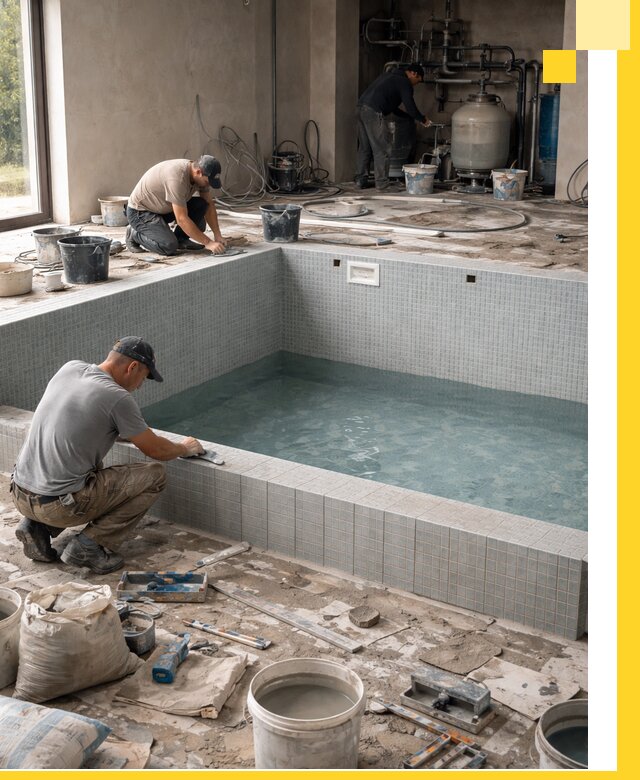 Строительство и монтаж бассейнов в помещении в Ревде