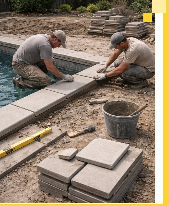 Установка и изготовление копингового камня для бассейнов в Ревде