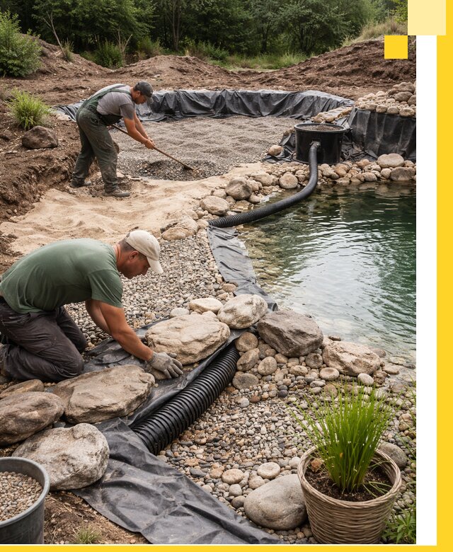 Строительство природных бассейнов и озер в Ревде под ключ