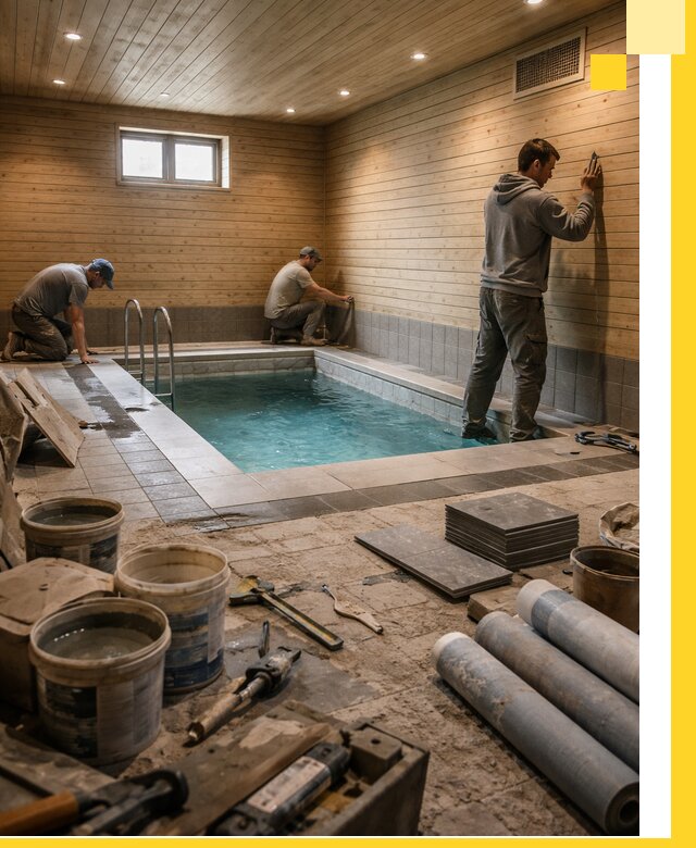 Строительство бани с бассейном и сауной под ключ в Ревде