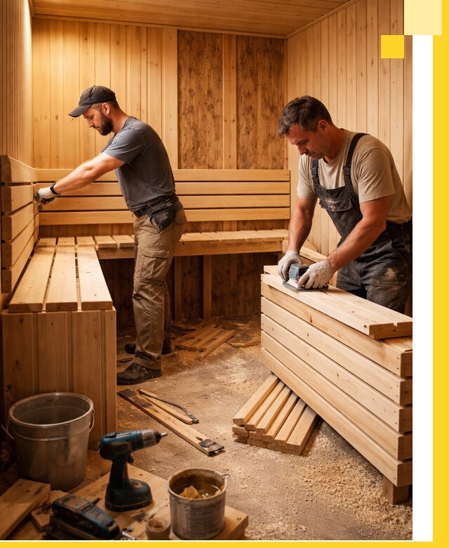 Профессиональный комплексный ремонт саун под ключ в Ревде
