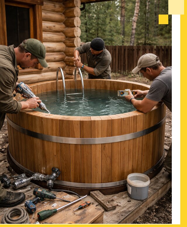 Строительство бань с купелью под ключ и отделкой в Ревде