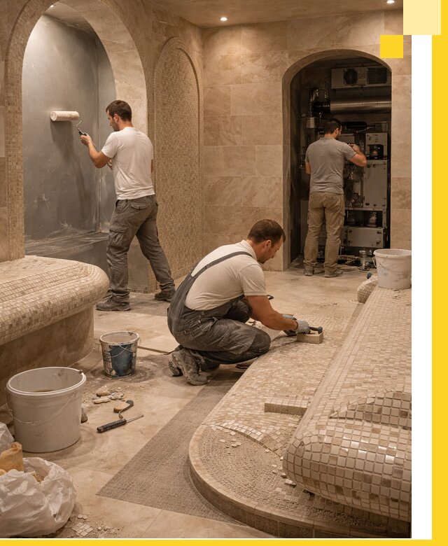 Строительство бани с хамамом и бассейном под ключ в Ревде