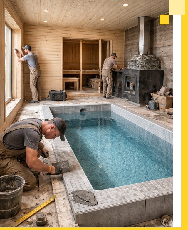 Проект бани с бассейном и сауной в Ревде под ключ