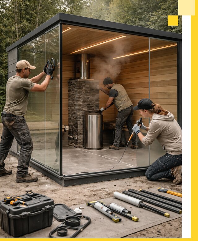 Проектирование и строительство стеклянных бань в Ревде