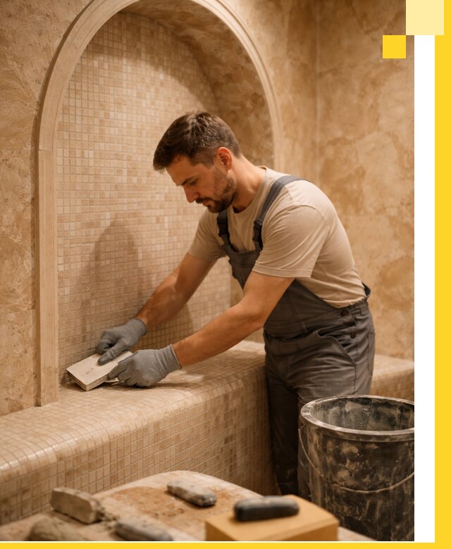 Профессиональная отделка хамамов с мозаикой под ключ в Ревде