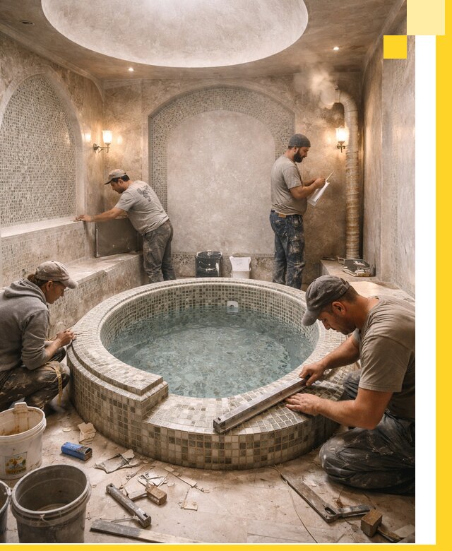 Профессиональное строительство хамама с бассейном в Ревде под ключ